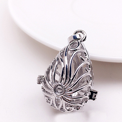 Платина Латунные бусины, для ожерелья, полый, слезинка с шармом морской травы, платина, нет размера