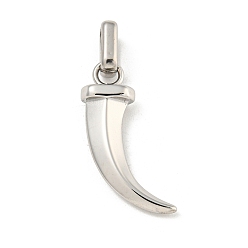 Нержавеющая Сталь Цвет Не тускнеющие 304 подвески из нержавеющей стали, рог очарование, цвет нержавеющей стали, 25x15x5.5 мм, отверстие : 4x5 мм