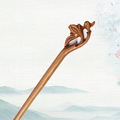 Цветок Деревянные палочки для волос, винтажные декоративные аксессуары для волос, песчаный коричневый, 180 мм