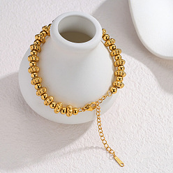 Rondelle Bracelets à perles rainurées en acier inoxydable pour femmes, or, rondelle, 304 pouce (6.69 cm)