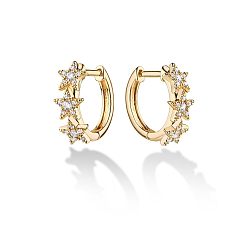 Звезда Латунные кубических серьги циркония обруч, золотые, звезда, 15 мм