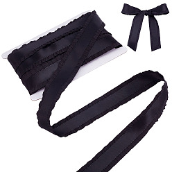 Черный 16.6 ярдов полиэстеровой кружевной ленты с оборками, для украшения одежды, чёрные, 1-5/8 дюйм (40 мм), около 16.6 ярдов (15.17 м) / комплект