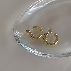 Золотой Серьги-гвоздики из сплава и прозрачного кубического циркония, c-образный, золотые, 20 мм