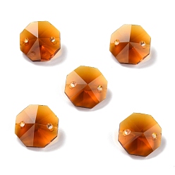 Шоколадный Гальваническое стекло соединители звеньев, граненые, для люстры призматическая цепочка из бусин, украшение ювелирных изделий своими руками, восьмиугольник, цвет шоколада, 14x14x7.5 мм, отверстие : 1.6 мм