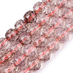 Сиена Хрустящие прозрачные стеклянные бусины нити, имитация желе, круглые, граненые, цвет охры, 7.5~8 мм, отверстие : 0.8~1.5 мм, около 48~49 шт / нитка, 13.98~14.57 дюйм (35.5~37 см)