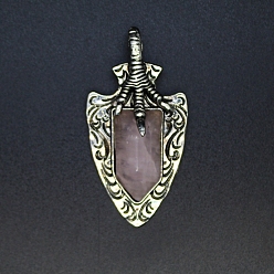 Розовый Кварц Природного розового кварца подвески, коготь дракона, 55x23x8 мм