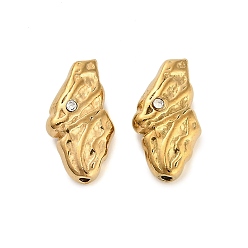 Настоящее золото 18K 304 бусина из нержавеющей стали со стразами, ионное покрытие (ip), реальный 18 k позолоченный, 16x9x5 мм, отверстие : 1.2 мм