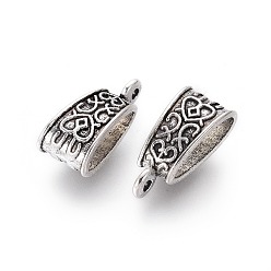 Античное Серебро Бейлы тибетского стиля, бейлы, без кадмия и без свинца и без никеля, треугольные, античное серебро, 19x9x7 мм, отверстие : 1 мм, внутренний диаметр: 12x4 мм