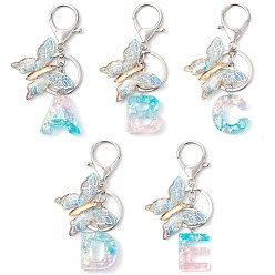 Mixed Shapes Брелок в форме бабочки из смолы и акрила, с железными кольцами, разнообразные, 93.5 мм, Кулон : 29.5~34x22~39.5x2~8 мм