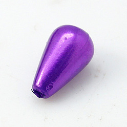 Purple ABS Plastic Imitation Pearl, Drop, Purple, 16x10mm, Hole: 1mm, about 600pcs/pound