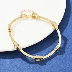 Настоящее золото 18K Латунные браслеты-цепочки с микропаве из прозрачных кубических цирконий для женщин, стойки покрытие, долговечный, без свинца и без кадмия, реальный 18 k позолоченный, 7-1/4 дюйм (18.4 см)