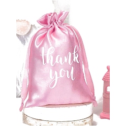 Бледно-Розовый Мешочки для упаковки шелка, шнурок сумки, прямоугольные, розовый жемчуг, 18x13 см