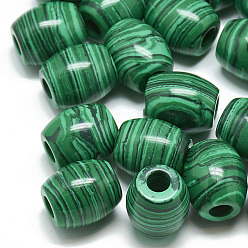 Malachite Perles synthétiques malachite, Perles avec un grand trou   , baril, 17~19x15~16mm, Trou: 5.5mm