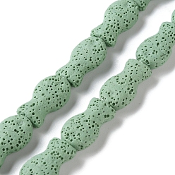 Темный Морско-зеленый Окрашенные рыбой натуральные бусины из лавы, темно-зеленый, 21.5x12x6 мм, отверстие : 1.6 мм, около 19 шт / нитка, 16.14'' (41 см)