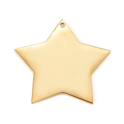 Golden 304 Stainless Steel Pendants, Mirror Polished Finish, Stamping Blank Tag, Laser Cut, Star, Golden, 31x32.5x0.8mm, Hole: 1.2mm
