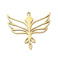 Золотой 201 подвески из нержавеющей стали, лазерная резка, очарование крыла, золотые, 25.5x29x1 мм, отверстие : 1.4 мм