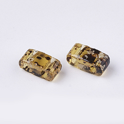 Goldenrod 2-Hole Transparent Glass Seed Beads, Antique Style, Rectangle, Goldenrod, 4.5~5.5x2x2~2.5mm, Hole: 0.5~0.8mm