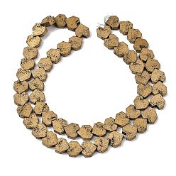 Светло-Золотое Покрытие Гальванические бусины из натуральной лавы, сердце, свет позолоченные, 6x6.5x2.5 мм, отверстие : 1 мм, около 74 шт / нитка, 15.75''~16.14'' (40~41 см)