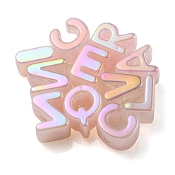 Pink Непрозрачные радужные переливающиеся акриловые бусины, случайная буква, розовые, 21x8.5~20.5x15 мм, отверстие : 4 мм, около 90~100 шт / упаковка