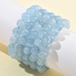 Аквамарин Браслеты из натуральных круглых бусин аквамарина для мужчин и женщин, большой аа, внутренний диаметр: 2-1/8~2-1/8 дюйм (5.4~5.5 см), бусина : 10 mm