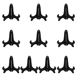 Черный 10шт. складные мольберты для демонстрации китайских вееров из АБС-пластика, чёрные, 15.5x7.2x15 см