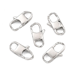 Platinum SHEGRACE Brass Lobster Claw Clasps, Lead Free & Cadmium Free & Nickel Free, Platinum, 15x7.5x3mm, Hole: 3x4mm