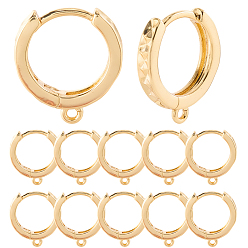 Настоящее золото 18K 16 шт. латунные серьги, кольцо, реальный 18 k позолоченный, 15x2.5 мм, отверстие : 1 мм, штифты : 1 мм