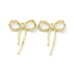 Прозрачный Стойки подвески обшивки сплава, бант с подвесками из смолы, прозрачные, 29x22.5x4.5 мм, отверстие : 1.6 мм