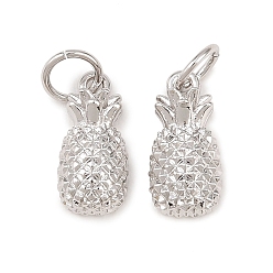 Платина Латунные подвески, ананасовые прелести, без свинца и без кадмия, долговечный, стойки покрытие, платина, 12x6x4 мм, Перейти кольцо: 5x1 мм, внутренний диаметр: 3 мм