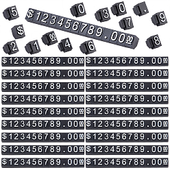 Черный 50 сумки из АБС-пластика, ценник в виде куба, регулируемый ценник, с набором ценовых блоков с цифрами и буквами в долларах, для стойки дисплея цены ювелирных изделий, чёрные, 0.6x0.6x0.4~0.5 см, 14 шт / пакет