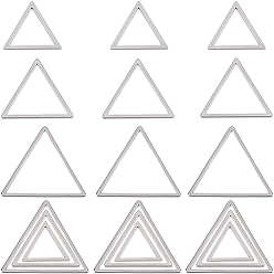 Нержавеющая Сталь Цвет 60 шт. 3 размеры 304 соединительное кольцо из нержавеющей стали, треугольные, цвет нержавеющей стали, 13.5~20x12~22.5x0.8 мм, 20шт / размер