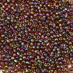Chocolate 8/0 Round Glass Seed Beads, Grade A, Transparent Colours Rainbow, Chocolate, 2.8~3.2mm, Hole: 1.0mm, about 15000pcs/pound