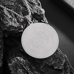 Платина Кулон в виде готического ведьминского ирландского узла, магического круга зодиака, подвеска для мужчин., платина, 23.62 дюйм (60 см), Кулон : 32x40 мм