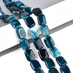 Стально-синий Природный агат бисер нитей, окрашенные, прямоугольные, стальной синий, 17~19x13~14x5~6.5 мм, отверстие : 1 мм, около 22 шт / нитка, 15.55~15.75 дюйм (39.5~40 см)