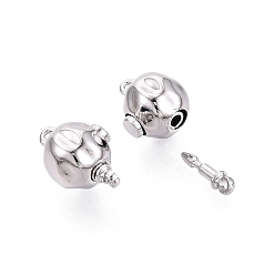 Платина Застежки латунные коробки, кованый текстурированный круглый, 1 нитей, 2-луночное, платина, 15~15.5x10x9.5 мм, отверстие : 1.2~1.4 мм