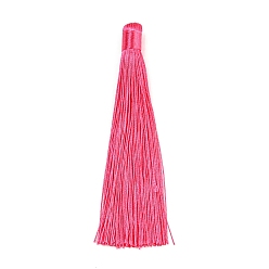 Pale Violet Red Nylon Tassels Big Pendant Decorations, Pale Violet Red, 120x10mm, Hole: 5mm