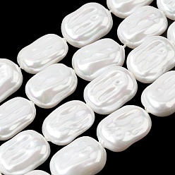 Белый Нити бусин из гальванизированного непрозрачного стекла, имитирующие жемчуг, прямоугольные, белые, 21x15x7.5 мм, отверстие : 1 мм, около 19 шт / нитка, 15.55'' (39.5 см)