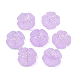 Сливовый Матовые прозрачные акриловые бусины, цветок, серебристого металла, обвитыми, с покрытием AB цвета, слива, 19.5x20x7 мм, отверстие : 1.6 мм, Около 238 шт / 500 г