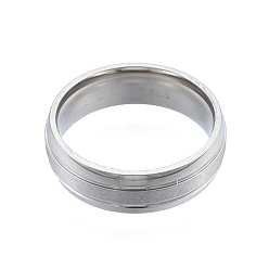 Stainless Steel Color Non-Tarnish 201 Stainless Steel Grooved Plain Band Ring for Women, Stainless Steel Color, Inner Diameter: 17mm