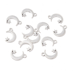 Античное Серебро Сплавочные подвески тибетского стиля, Луна и звезды, античное серебро, 17x11.5x1 мм, отверстие : 2 мм