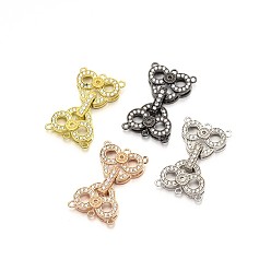Mixed Color Rack Plating Brass Micro Pave Cubic Zirconia Owl Fold Over Clasps, Lead Free & Cadmium Free, Mixed Color, 28x17x4.5mm, Hole: 1mm