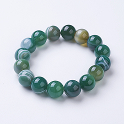 чирок Полосатые агатовые / полосатые агатовые вышитые бисером браслеты, окрашенные, круглые, зелено-синие, 2 дюйм (50 мм)