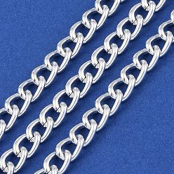 Silver Aluminium Curb Chain, Unwelded, with Spool, Silver, 10x8x2mm, about 114.83 Feet(35m)/Roll