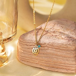 Eye Ожерелья из нержавеющей стали с индиголитовыми стразами для женщин, золотые, глаз, 16.14~19.69 дюйм (41~50 см)