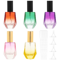Mixed Color Empty Portable Glass Spray Bottles, Fine Mist Atomizer, with Aluminium Oxide Dust Cap, Refillable Bottle, Mixed Color, 37x25x82mm, Capacity: 10ml, 19pcs/box