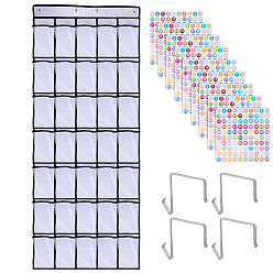 Mixed Color Non-woven Fabrics Door Mounted Shoe Storage Bag, with Iron Hook & Numbers Paper Stickers, Mixed Color, 1700x666x4.5mm