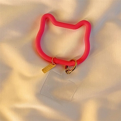 Малиновый Силиконовый ремешок для телефона с кошачьей петлей, ремешок на запястье для мобильного телефона, малиновый, 9 см