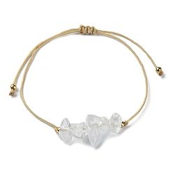 Хрусталь Браслеты из плетеных бусин из натуральной кварцевой крошки, регулируемый браслет из нейлонового шнура, внутренний диаметр: 3-1/4 дюйм (8.1 см)