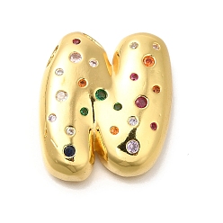 Letter N Латуни циркония кубической подвески, без кадмия, без никеля и без свинца, подвески с буквой az~z, реальный 18 k позолоченный, Письмо N, 30.5x27x7 мм, отверстие : 5x2.5 мм