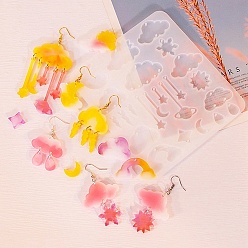 Cloud DIY силиконовые формы кулон, формы для литья смолы, для уф-смолы, изготовление изделий из эпоксидной смолы, облако, 135x122x4.5 мм, отверстие : 1.8~2 мм, внутренний диаметр: 14~47x4.5~42.5 мм